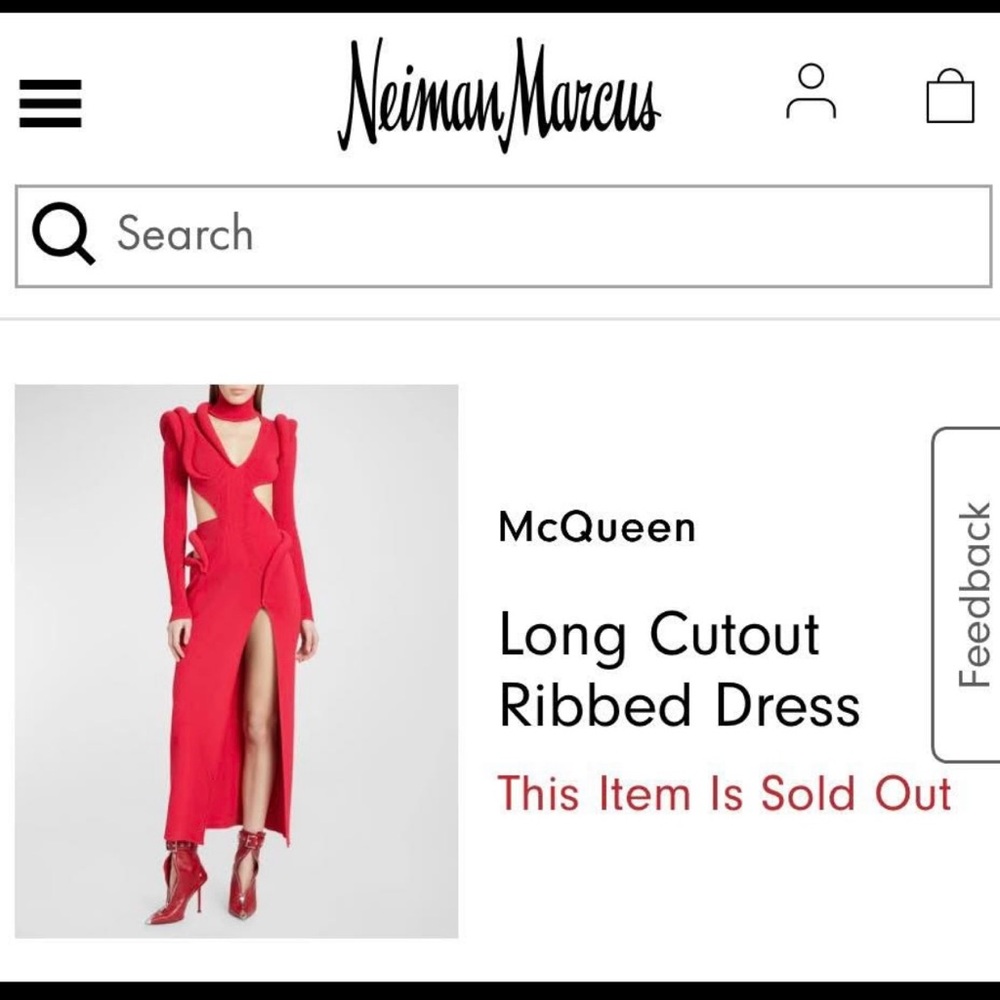 Alexander McQueen Red Asymmetrical Cutout Dress